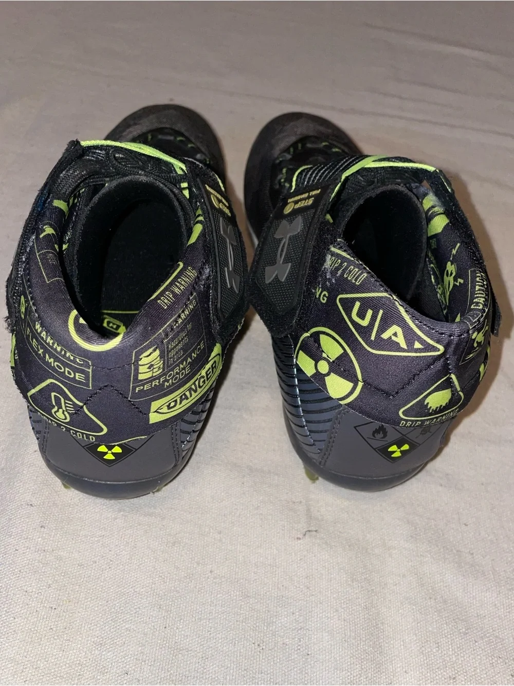 Men's Black, Silver and Neon Green Football Cleats